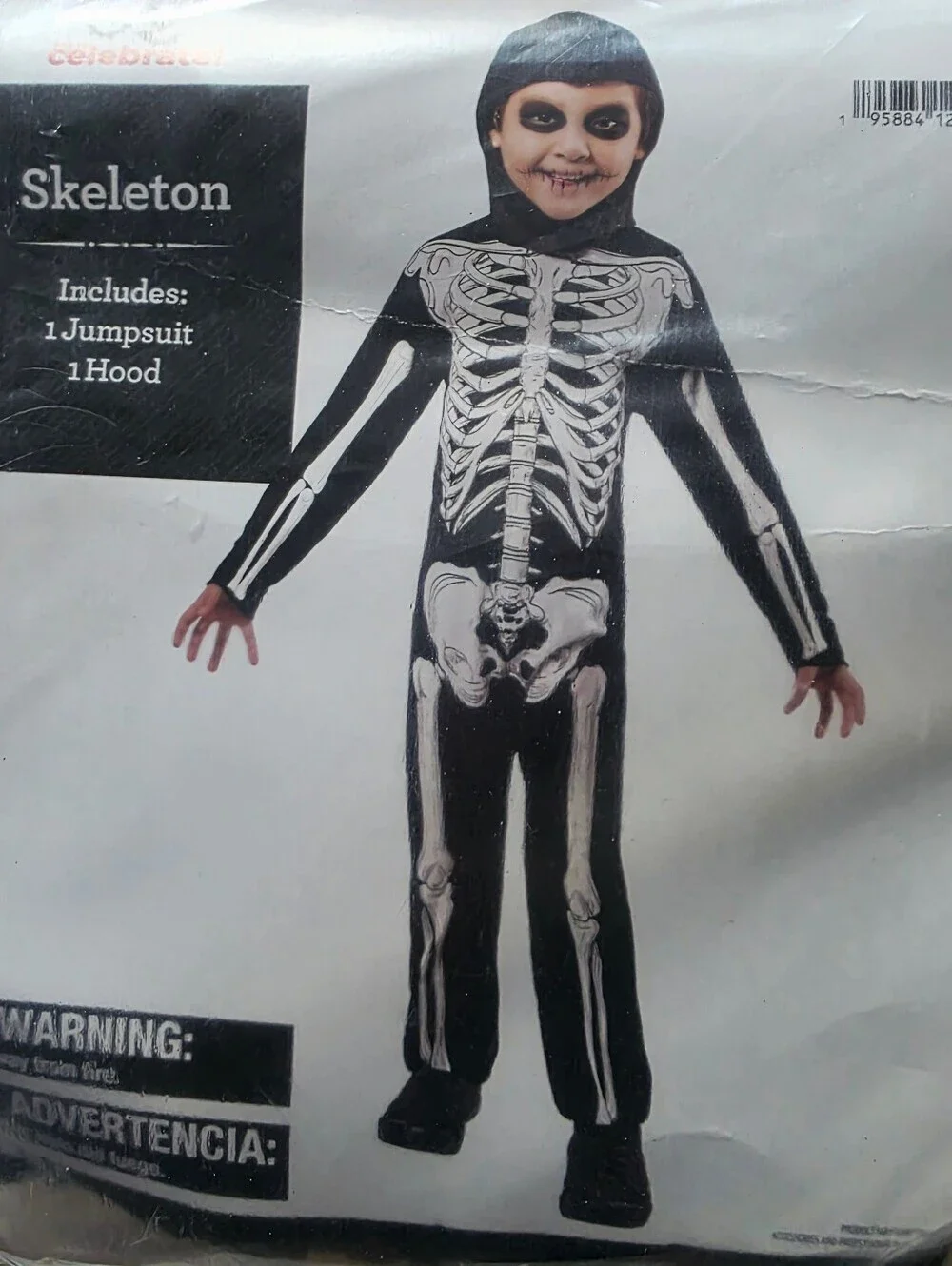 New Way To Celebrate Boys’ Size M 8 Or L 10 Skeleton Halloween Costume Jumpsuit